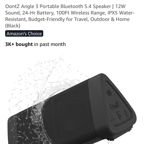 Oontz Angle Black Bluetooth Speaker - Picture 1 of 4